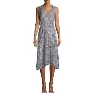 Rachel by Rachel Roy Giles Gray Floral Houndstooth Sleeveless Midi Dress - 14